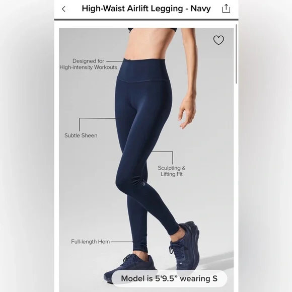 Navy Alo High Waist Airlift Legging Alo Yoga NWOT High Waist Airlift  Leggings Navy Blue Size L